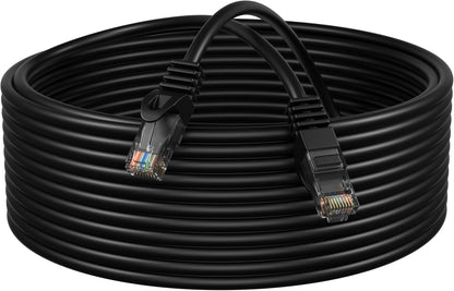 Cat6 50FT Network Ethernet Patch Cable, 550Mhz Internet Wire, Backwards Compatible with Cat5, for PC, Modem, Router, Consoles for Home and Office, Black